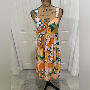 Jamie & Layla Tropical Floral Midi Dress - Orange and Pink